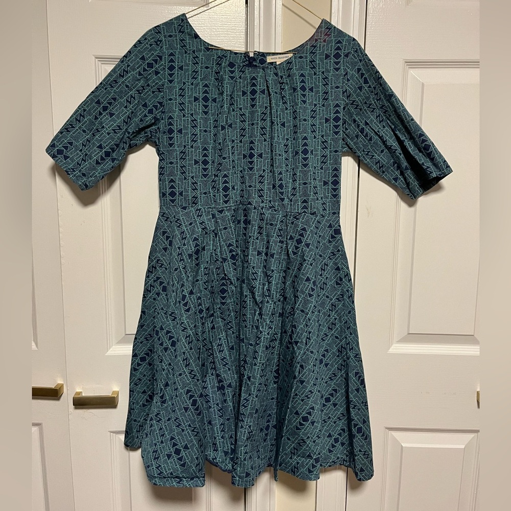 Mata Traders Teal Patterned Dress